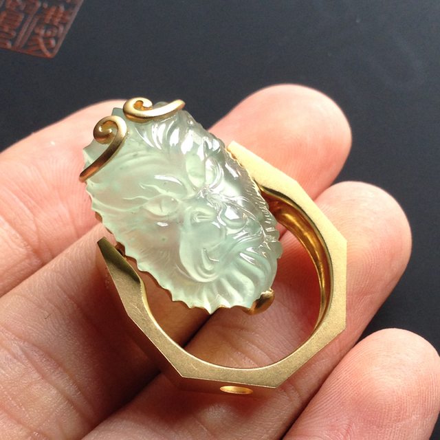 冰种晴底龙头 翡翠戒指 裸石尺寸24-15-5毫米 内径19毫米 指圈19号