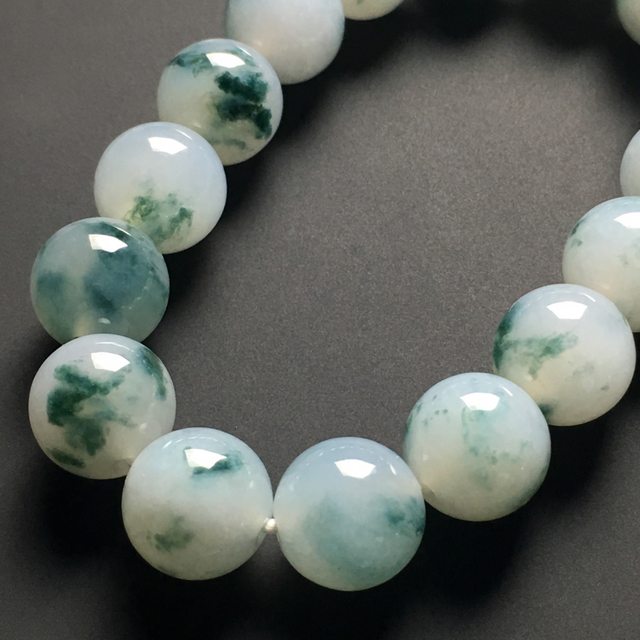 糯种飘花翡翠手串 16颗